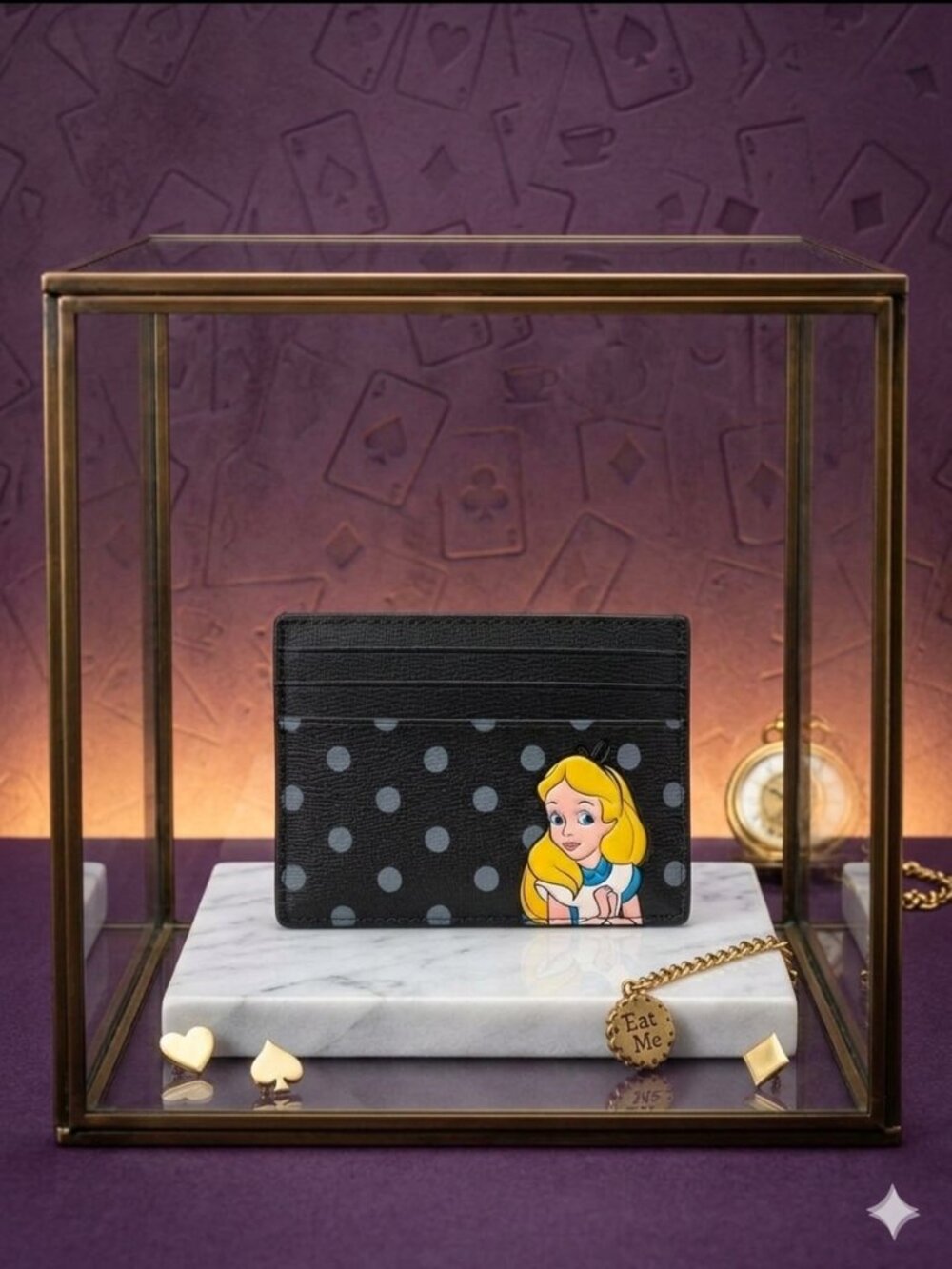 KATE SPADE x DISNEY Alice in Wonderland Polka Dot Card Holder Wallet LIMITED NEW